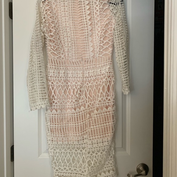 Highneck structured lace midi dress Size 6 - Picture 3 of 6